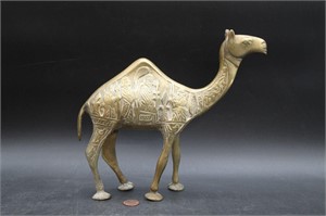 Vintage Etched Brass Camel Statue