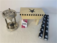 4"H Bench, Timer & Candles