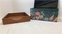 Wood desk tray, and small storage box