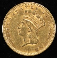 1857 T-3 $1 GOLD XF/AU