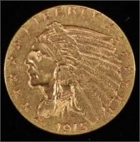 1915 $2.5 GOLD INDIAN AU