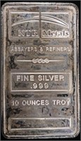 (1) 10 OZ .999 SILVER NTR METALS BAR