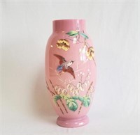 Victorian Enamel Decorated Cased Glass Vase