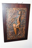 W Siwela tribal wall art copper relief on wood