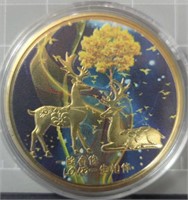 Gold deer challenge coin