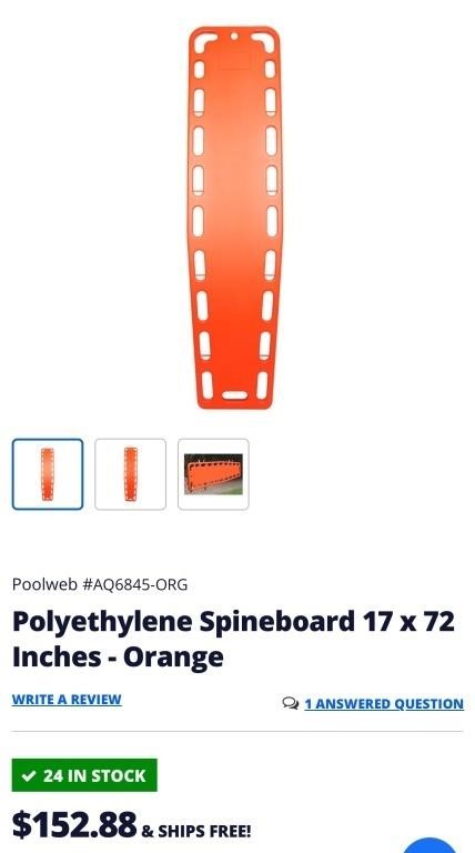 Polyethylene Spineboard 17 x 72 Inches -