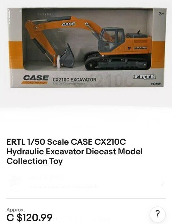 ERTL 1/50 Scale CASE CX210C Hydraulic Excavator