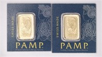 2 - Pamp Suisse 1 Gram Gold Bars (2g TW)