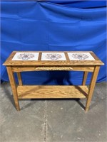 Floral pattern wood hallway table, dimensions are