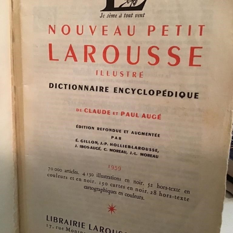 LAROUSSE 1959 FRENCH DICTIONARY