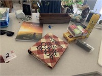 Cookbooks, Old Cheese Box, and Misc. on Counter