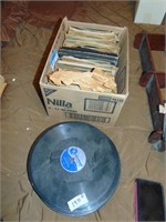 Box of 45's & Stack of 78 Records