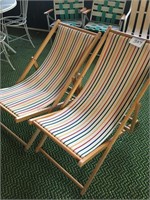 Two reclining lawn chairs