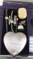 Five wrist watches including a Mickey Mouse by