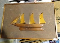 "CAPE COD" WOOD SHIP ART BY HERBERT/NOBLE 37x25
