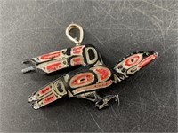 Lovely hand painted Tlingit style bone Thunderbird