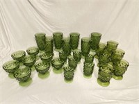 27 Pcs. Green Depression Glass Lot