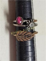 estate jewelry ring lot of 3 costume rings