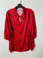 Vintage Red Black Femme Poly Shirt Top