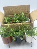 NEW Lot of 6- Fake Plant W/ Standing Pot