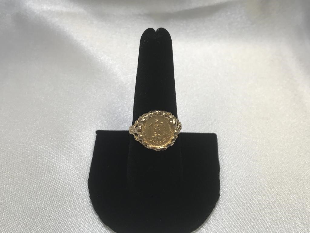 14K  1945 Dos Pesos Coin Ring