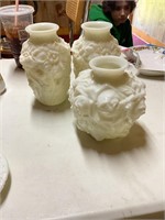 Milk glass floral vases