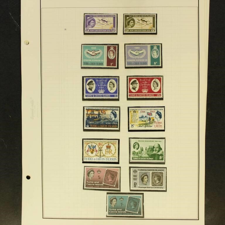 Turks & Caicos Stamps Mint NH on pages in mounts,