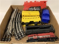 Box with Marlines Misc Train cars and track