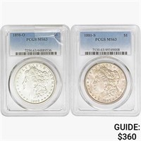 1881&1898 [2] Morgan Silver Dollar PCGS MS63