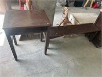 Vintage wooden school desk and bench
