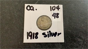 1918 Canadian Silver 10 Cent Coin