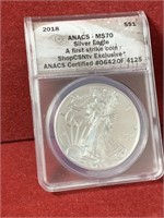 2018 US SILVER AMERICAN EAGLE MS70 FIRST STRIKE