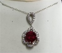 Ruby like pendant and chain