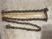 Heavy duty log chain with hooks on both ends. One