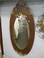OVAL MIRROR W/ ANT. WOODEN FRAME