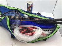 BADMINTON AND VOLLEYBALL SET-BALL, RACKETS,