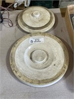 2 Old Stoneware Crock Lids