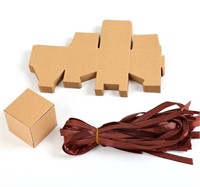 New, 50 PCS Brown Gift Boxes Favor Boxes with