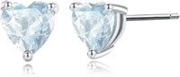 Elegant Heart .50ct Aquamarine Stud Earrings