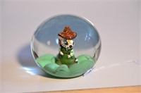 Pat O'Leary Mouse on Green Sulphide Paperweight