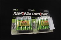 2-8ct rayovac AA rechargeable batteries (display