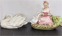 Lenox Swan Figure & Girl w/Swan Figurine