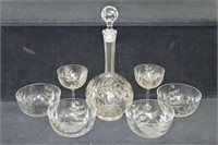 Fern-etched Decanter Set