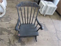 Child Rocking Chair Painted Black with Stenciled