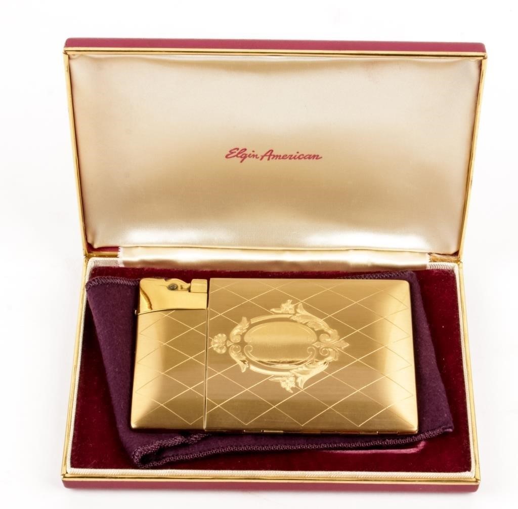 1940's Vintage Elgin American Goldtone Cigarette Case at 1stDibs