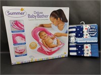 Summer Deluxe Baby Bather & Gerber Flannel Blanket