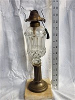 Brass And Glass vintage oil lamp