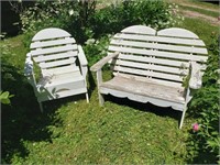wooden outdoor patio single and double chairs