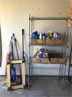 Metal Shelf, Contens, Furn Mover, Brooms