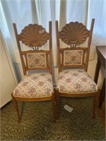Pair of Clamshell-Back Oak Chairs